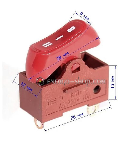 KND-2 переключатель выключатель для фена красный 2300Вт 250V 10A OFF-ON-ON 1275 фото