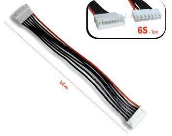 6S, 22AWG - 160мм Подовжувач балансувального кабелю, роз'єм-JST-XH (7-pin "тато"/"мама") з термостійким силіконовим проводом 1402 фото