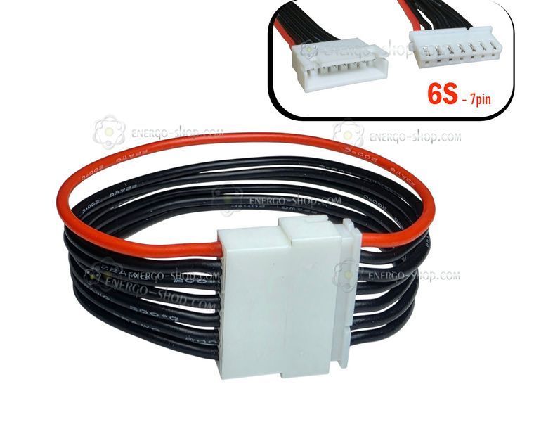 6S, 22AWG - 160мм Подовжувач балансувального кабелю, роз'єм-JST-XH (7-pin "тато"/"мама") з термостійким силіконовим проводом 1402 фото