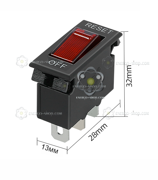 ST-001 10А, 3 pin,  220V, ON-OFF Автоматичний вимикач, червона клавіша з підсвічуванням  (WH-201) 0110 фото