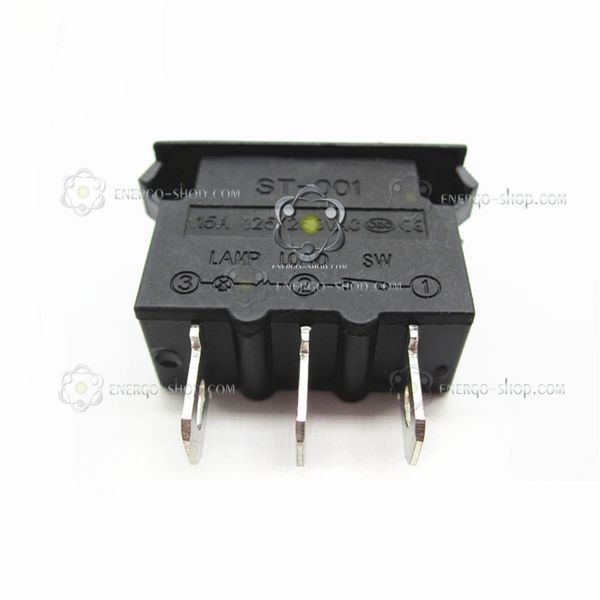 ST-001 10А, 3 pin,  220V, ON-OFF Автоматичний вимикач, червона клавіша з підсвічуванням  (WH-201) 0110 фото