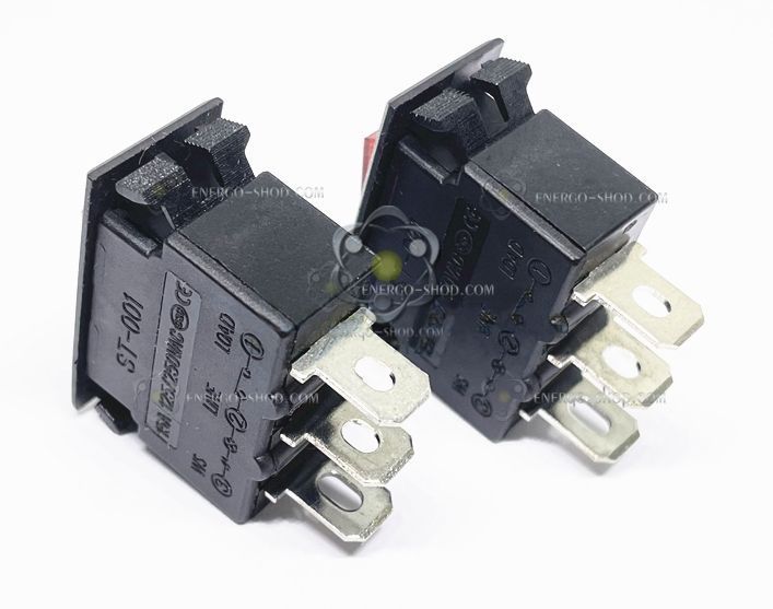 ST-001 10А, 3 pin,  220V, ON-OFF Автоматичний вимикач, червона клавіша з підсвічуванням  (WH-201) 0110 фото