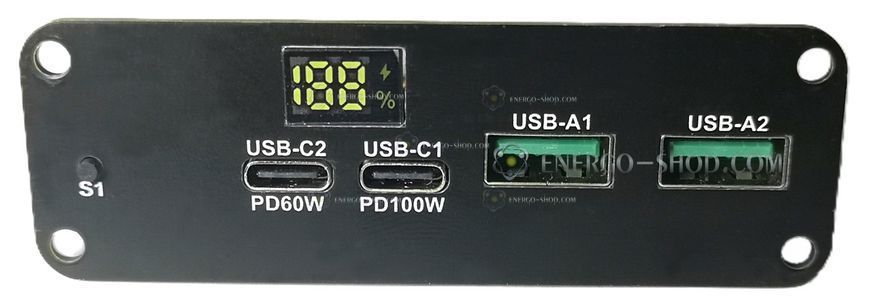 100W & 65W, 5S Зарядный модуль Power Bank с цифровым LED индикатором, Type-C Type-C порты 1010 фото