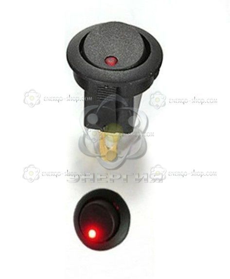 12V 20А DC Переключатель круглый KCD1 с красным индикатором, OFF-ON 3pin 1512 фото
