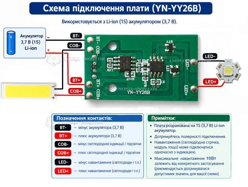 Плата YN-YY26B світлодіодного ліхтаря,  для двох LED 6-10Вт 5208 фото