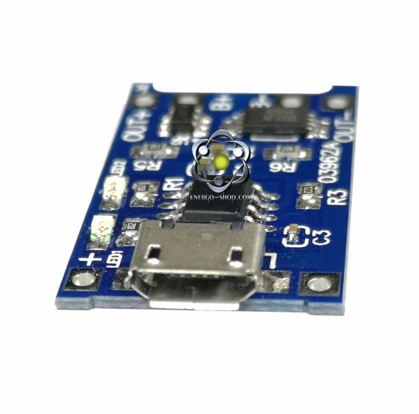 Micro USB Модуль зарядки літій-іонних акумуляторів TP4056 із захистом від розряду. 1287 фото