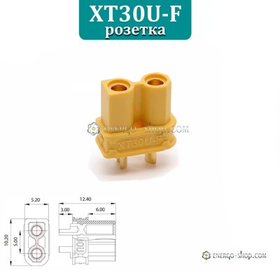 XT30U-F роз'єм двох контактний (розетка), позолочена латунь 2241 фото