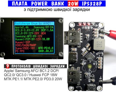 20Вт Плата Power Bank - чип IP5328P 9 протоколов быстрой зарядки QC2.0/3.0 PD3.0 и др. 226210 фото
