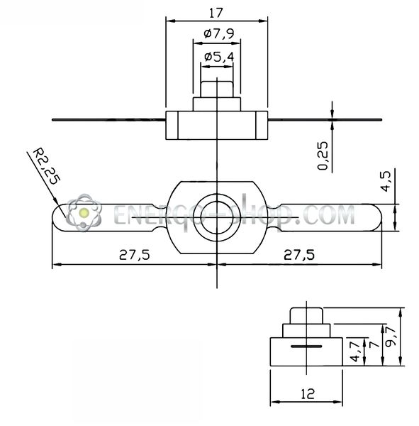 YT-1712 Кнопковий перемикач з фіксацією ON-OFF для ліхтариків (чорний), 30V 1A 1214 фото