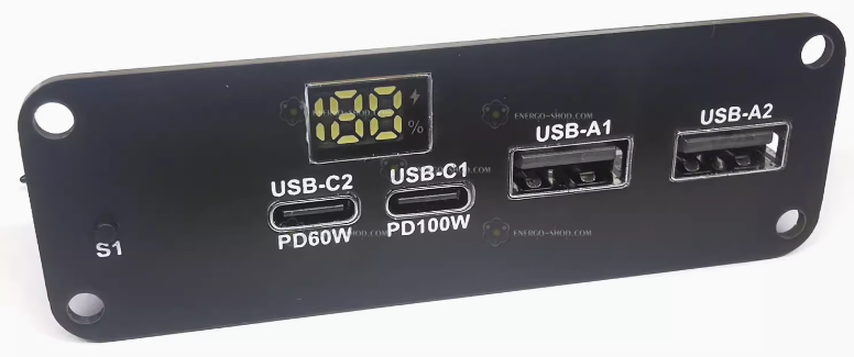 Передня панель AACC 60W+100W з цифровим LED індикатором для модуля Power Bank двома Type-C 1008 фото