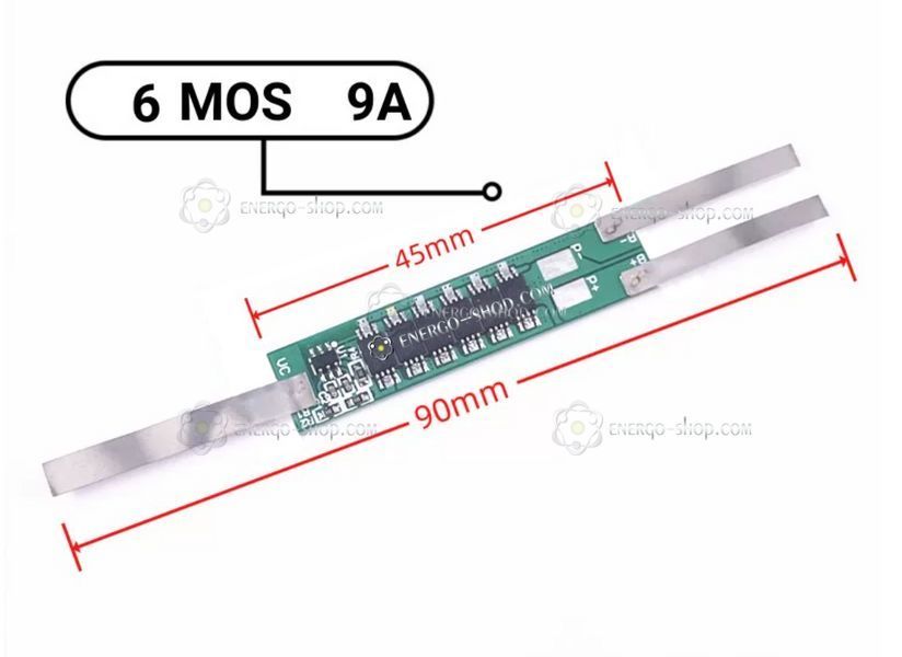 BMS 2S 7.4V с никелированными пластинами, плата защиты LI-ion аккумулятора 5,0~8,4В ток 9А 1408 фото