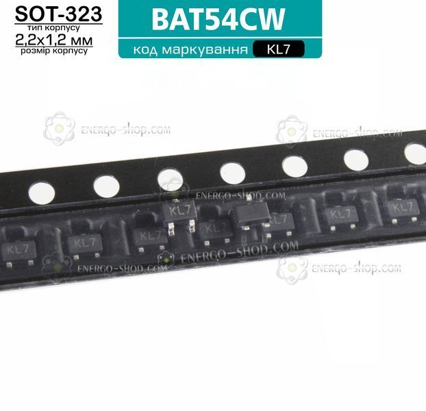 BAT54CW, SOT323 діод шотки, кодове маркування KL7 /Diodes/ 7021 фото