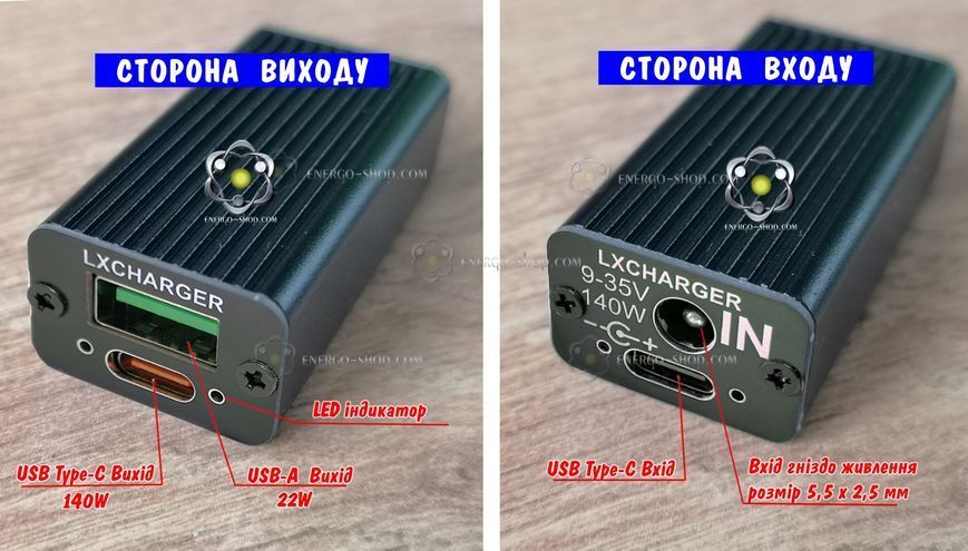 140W Понижающий модуль быстрой зарядки USB-A/USB-C - PD3.0/QC4/QC5.0/superVOOC - вход 5,5х2,5 2155 фото