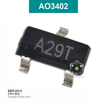AO3402 - SOT-23-3 N-канальний польовий транзистор, код A29T,  3A 30V 3402 фото