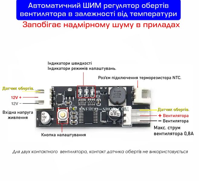 Автоматический ШИМ регулятор оборотов вентилятора в зависимости от температуры 2103 фото