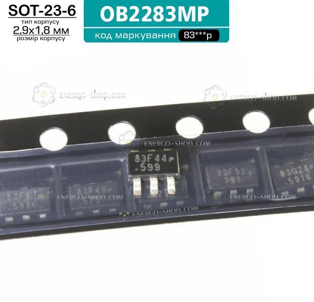 OB2283MP, SOT23-6 микросхема, код маркировки 83***p /On-Bright/ 9491 фото
