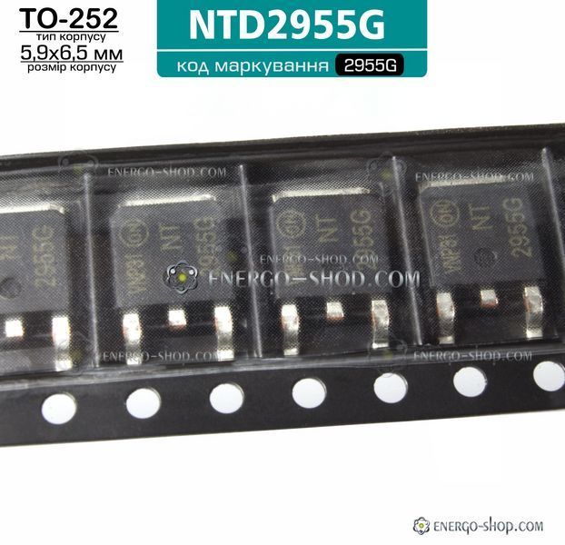 NTD2955G, TO-252 польовий транзистор P-канальний 12A/60V, код маркування 2955G 3324 фото