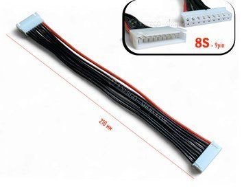 8S, 22AWG - 200мм Подовжувач балансувального кабелю, роз'єм-JST-XH (9-pin "тато"/"мама") з термостійким силіконовим проводом 1431 фото