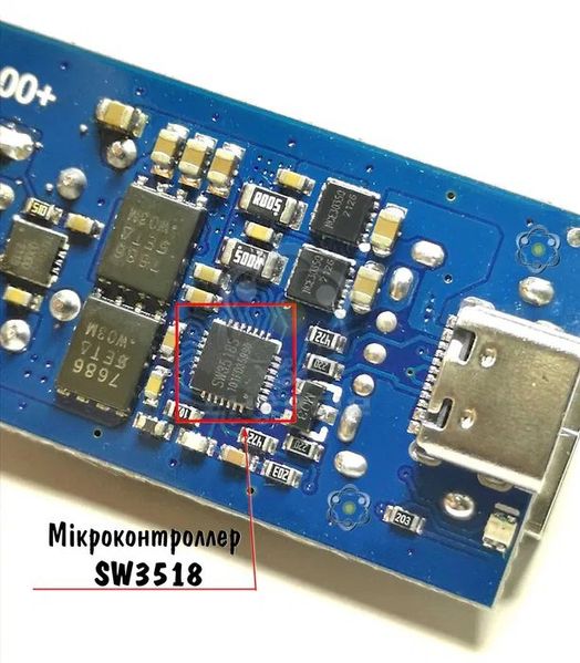 100W зарядний модуль з швидкою зарядкою PD3.0 QC4+ у корпусі чіп SW3518S - вхід 5,5х2,1 1875 фото