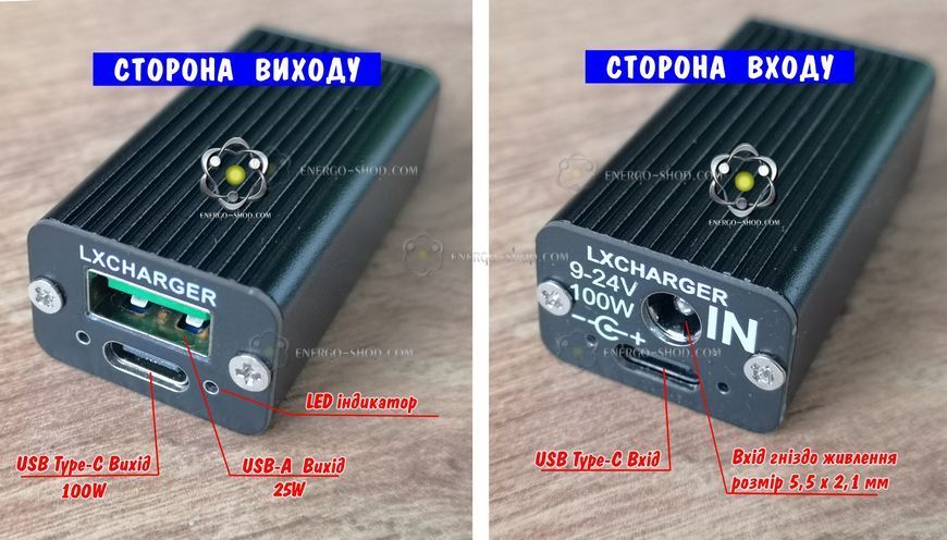 100W зарядний модуль з швидкою зарядкою PD3.0, QC4+, QC5 у корпусі чіп SW3518S - вхід 5,5х2,1 1875 фото