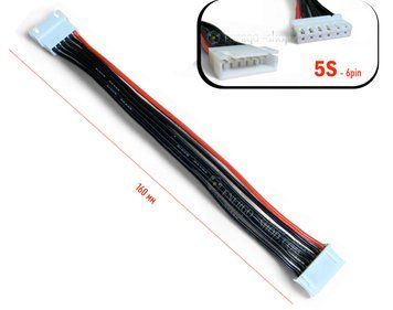 5S, 22AWG - 160мм Подовжувач балансувального кабелю, роз'єм-JST-XH (6-pin "тато"/"мама") з термостійким силіконовим проводом 1430 фото