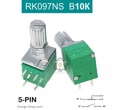 RK097NS B10К потенціометр з вимикачем (змінний резистор) 09710 фото