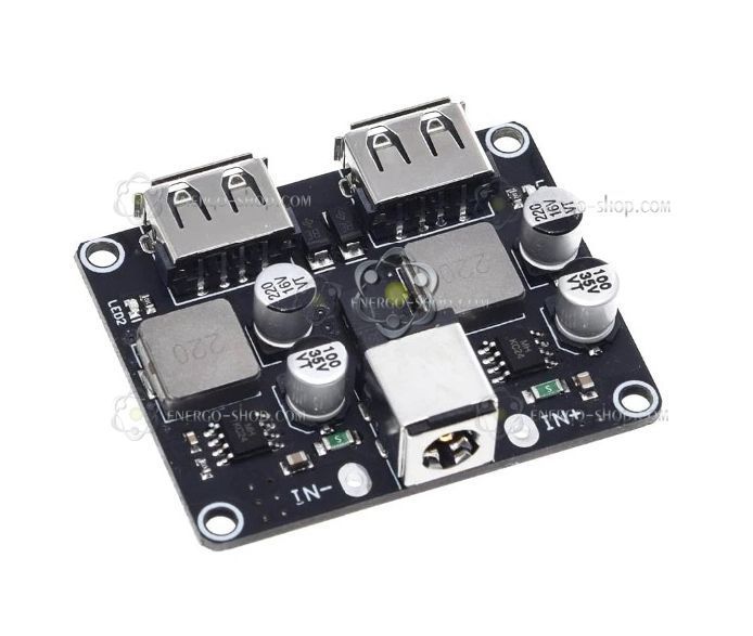 2USB по 18W Плата быстрой зарядки QC2.0 QC3.0 SCP FCP понижающий модуль /вх. DC 5.5x2.1  6-32V 3604 фото