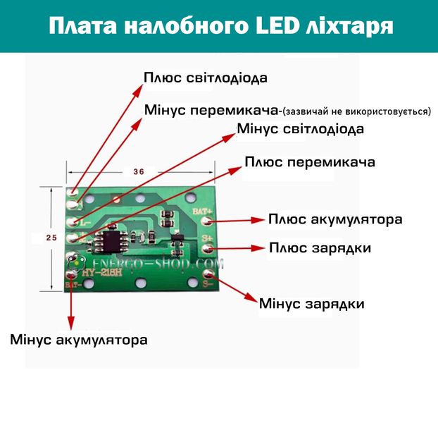 Плата налобного LED ліхтаря HY218H 5205 фото