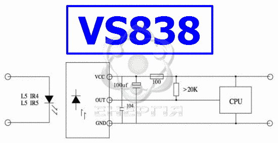 VS838 ІЧ-приймач 38 kHz 3~5V Инфракрасный ИК-приемник 1836 фото