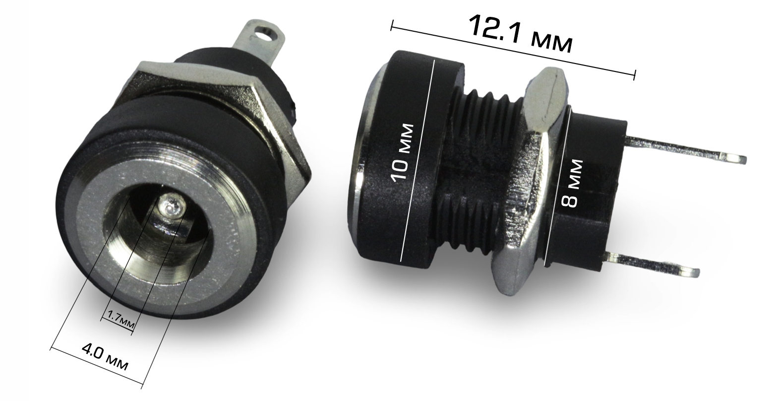 Розміри роз'єму DC022B 4.0x1.7